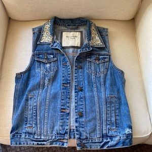 A&F denim embellished vest.